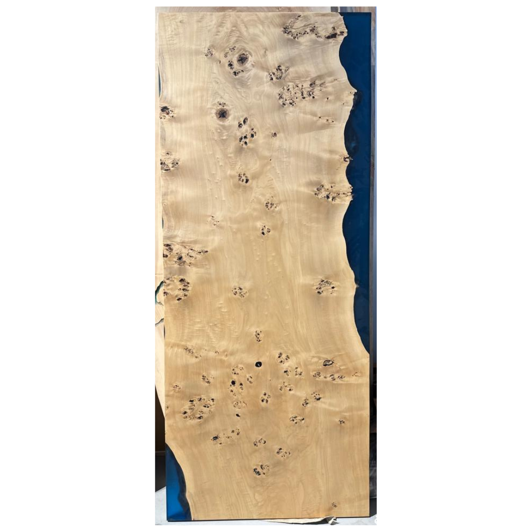 Dining table blue epoxy maple